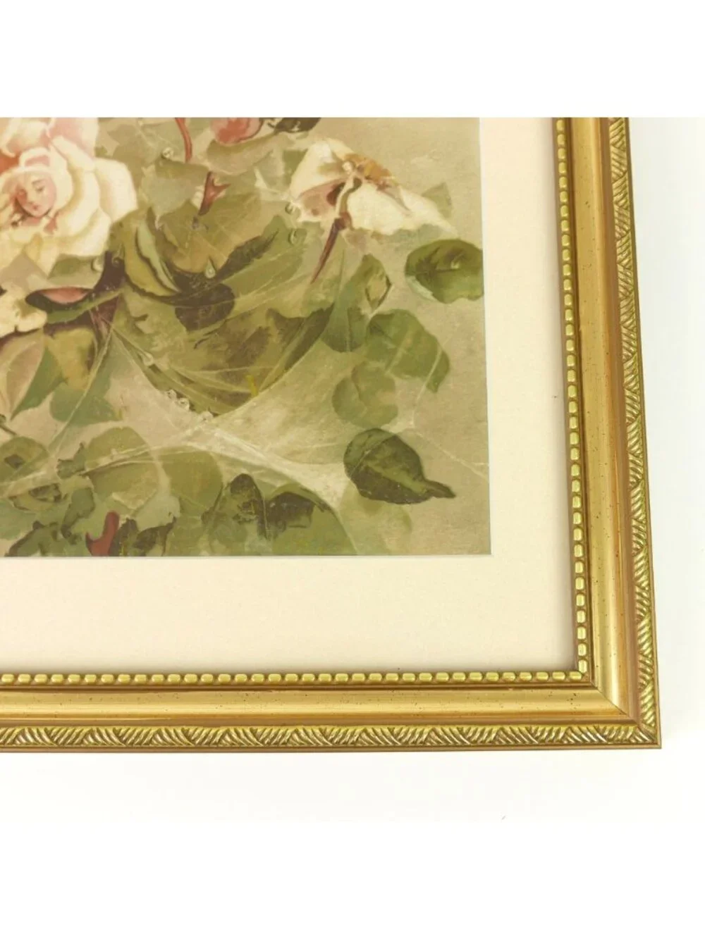 Antique 1889 Louis Prang Chromolithograph Pink Roses Ellen Thayer Fisher Framed